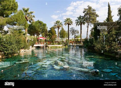 Ancient pool, Pamukkale thermal pool, remains of the ancient city of ...