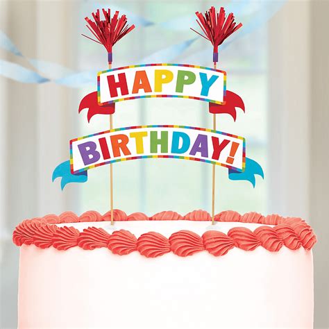 Multicolor Happy Birthday Banner Cake Topper | Cake banner topper ...