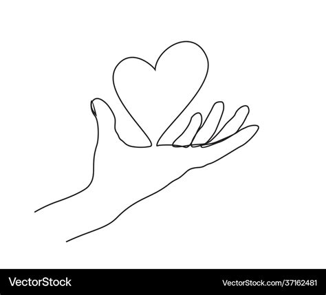 Continuous line drawing hand giving heart Vector Image