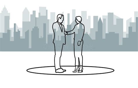 Line Art Drawing of Business Handshake. Stock Vector - Illustration of ...