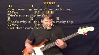 Rocky Top (Osborne Brothers) Bass Guitar Cover Lesson in B with Lyrics ...