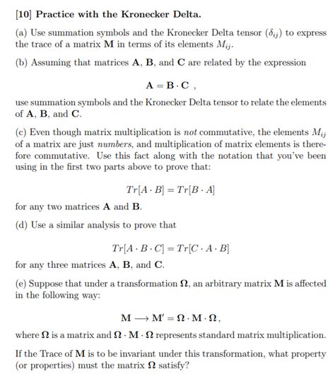 Solved [10] Practice with the Kronecker Delta. (a) Use | Chegg.com