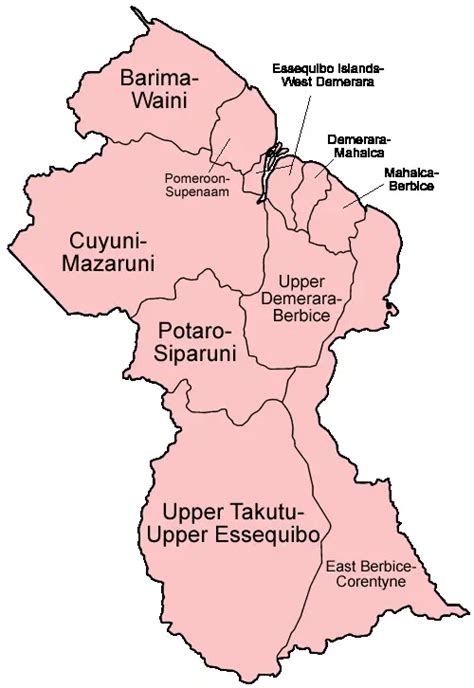 Guyana Regions English • Mapsof.net