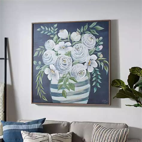 blue floral wall art