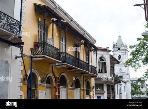 PANAMA CITY, Panama — Buildings and Spanish colonial architecture on ...