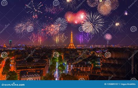 Beautiful Eiffel Tower Fireworks Near the Eiffel Tower Editorial ...