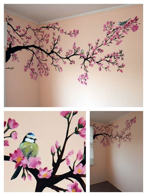 Easy Cherry Blossom Tree Wall Painting - Mural Wall