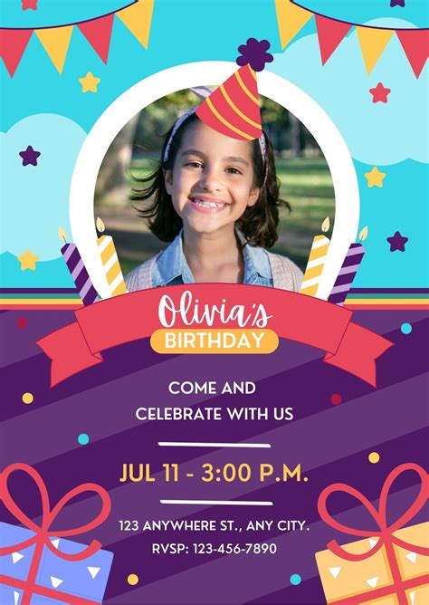 Kids Birthday Invitation Template Printable, kids Birthday Invitation ...