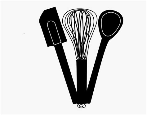 Baking - Black And White Cooking Utensils Clipart, HD Png Download is ...