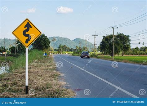 Traffic Sign on Country Road Editorial Image - Image of blue, mountain ...