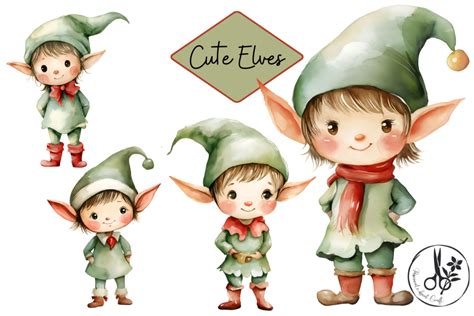 Cute Elves Clip Art Graphic by Passionateaboutcraft · Creative Fabrica