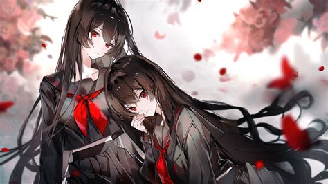 Black Hair Long Hair Red Eyes HD Anime Girl Wallpapers | HD Wallpapers ...