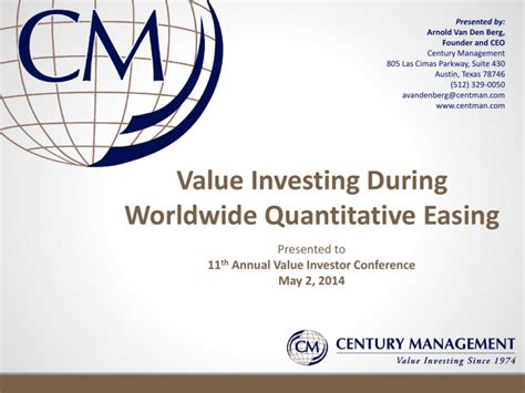 Arnold Van Den Berg - " Value Investing During Worldwide