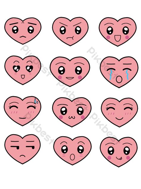 Collection Of Emoji Stickers Heart-shaped PNG Images | PSD Free ...