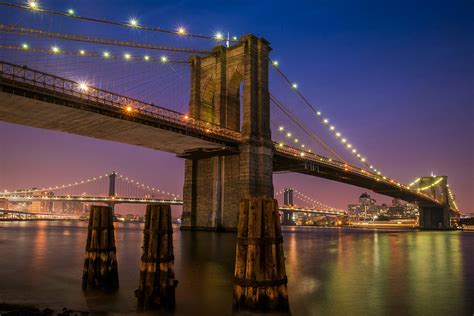 brooklyn bridge new york at night free image | Peakpx