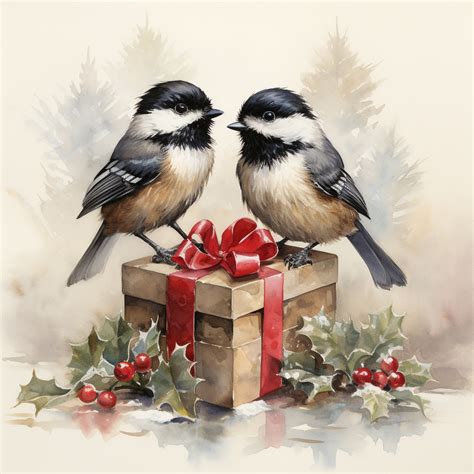 Wildlife Birds Christmas Card Art Free Stock Photo - Public Domain Pictures