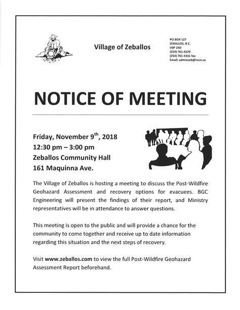 Notice of Meeting | Village of Zeballos