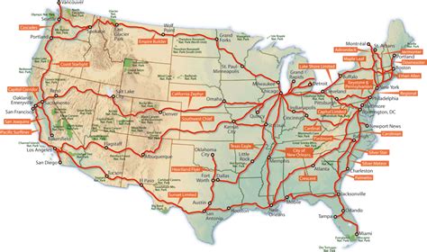 Amtrak Service Routes: The Long Haul corridors are... - Maps on the Web