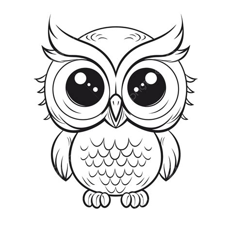 Cute Owl For Kids Coloring Pages Cartoon Outline Sketch Drawing Vector ...