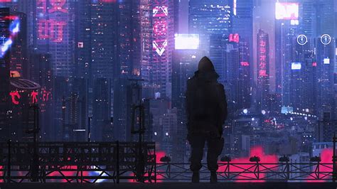 HD wallpaper: cyberpunk, purple, fantasy art, city, fantasy city ...