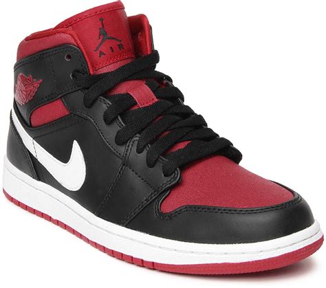 Nike Air Jordan 1 Mid Basketball Shoes For Men - Buy BLACK/GYM RED ...