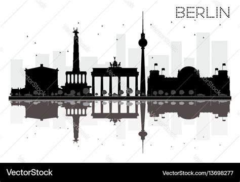 Berlin city skyline black and white silhouette Vector Image