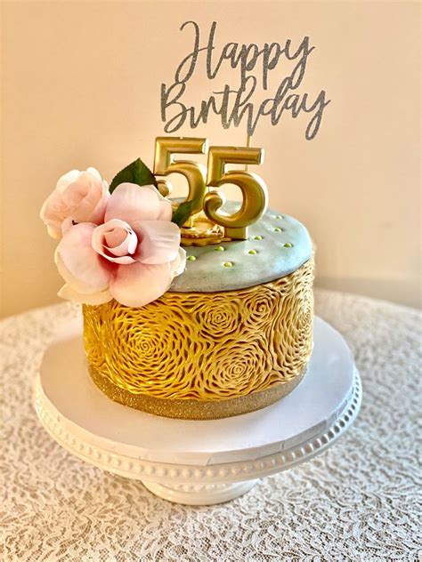 Elegant 55th Birthday Cake for Her