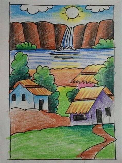 Easy landscape drawing for kids - mongserious