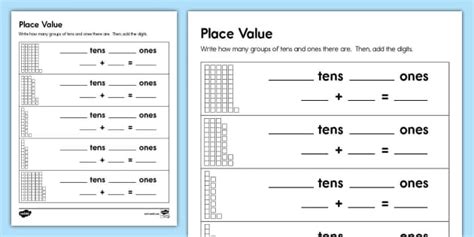 Place Value: Ones and Tens Worksheet (teacher made) - Twinkl