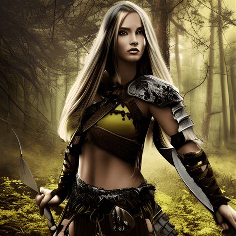 Fantasy Female Warrior in the Forest · Creative Fabrica