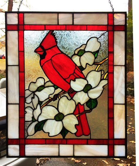 PANEL FRAMED Stained Glass Cardinal Panel - Etsy | Stained glass ...