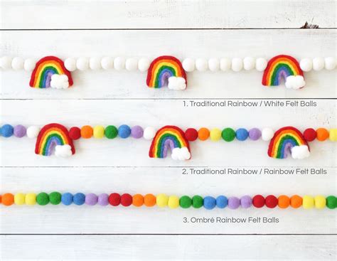 Rainbow Felt Garland Rainbow Felt Ball Garland Rainbow | Etsy