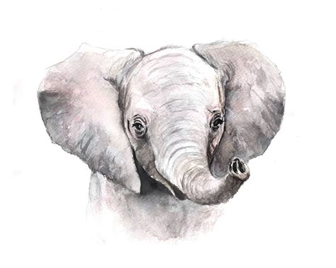 Baby Elephant Watercolor Print Art print Nursery Art