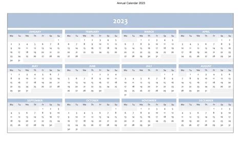 Free Full Year Calendar for 2023 [excel template]