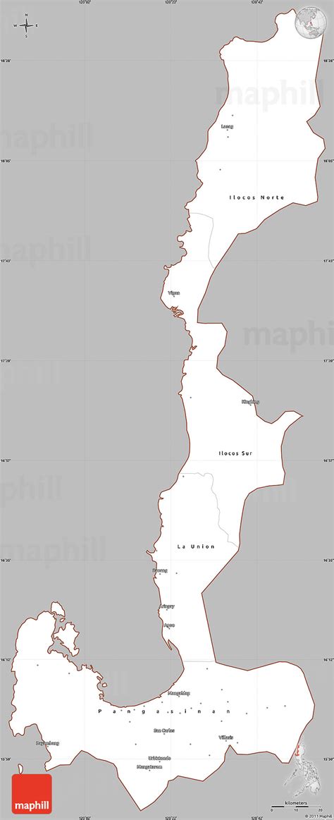 Gray Simple Map of Region 1, cropped outside