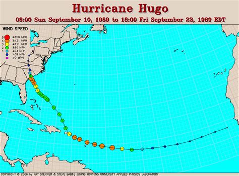 Hurricane Hugo Tracking Map - Mammoth Mountain Trail Map