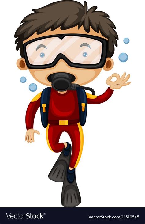 Man doing scuba diving Royalty Free Vector Image | Diver art, Diving ...