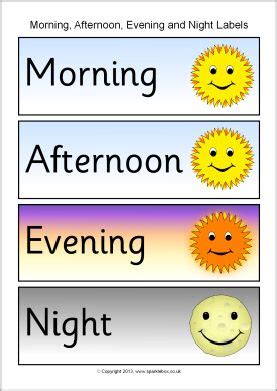 Morning, afternoon, evening and night word labels (SB10153 ...