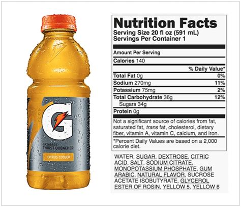 Gatorade Nutrition Facts 20 Oz - Nutrition Ftempo