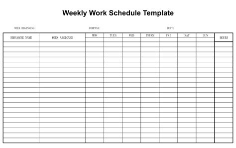 Blank Weekly Employee Schedule Template | Weekly schedule template ...