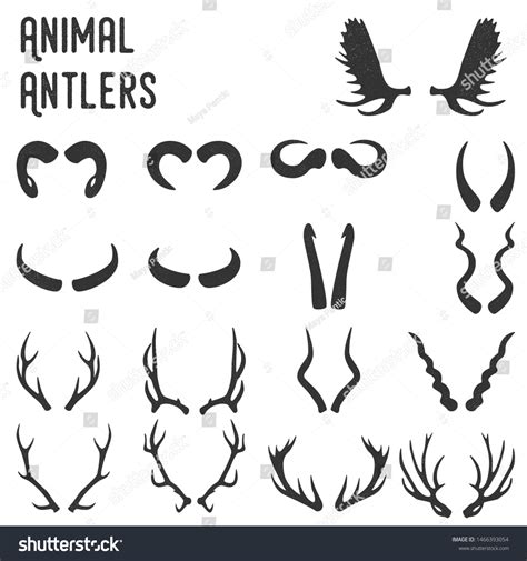 Animal Antlers Vintage Vector Set Silhouette Stock Vector (Royalty Free ...