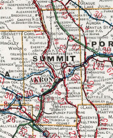 Summit County, Ohio 1901 Map, Akron, OH