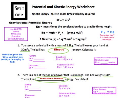 Energy Formulas