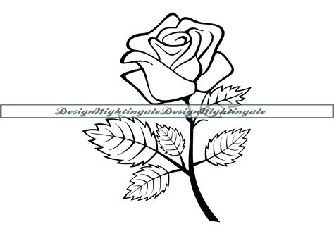 Rose Outline 2 SVG Flower Outline SVG Rose Outline Clipart | Etsy