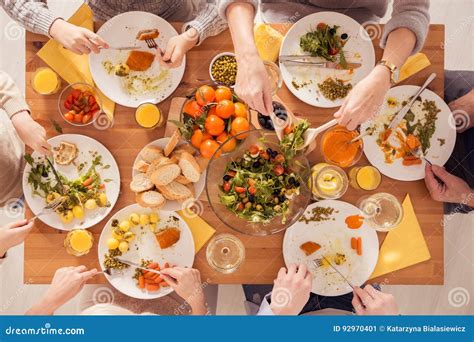 Table Full Of Healthy Food Stock Image Image Of Dining 92970401