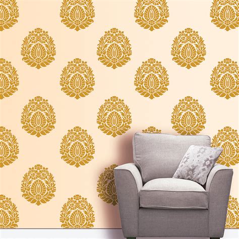 Flower Floral Motif Stencil design for living room wall Painting ideas ...