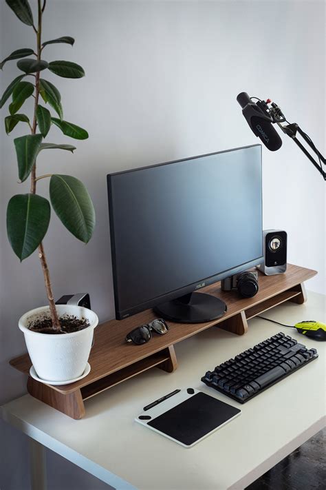 Stand Dual Monitor, Dual Monitor Desk, Wooden Dual Monitor, Dual ...