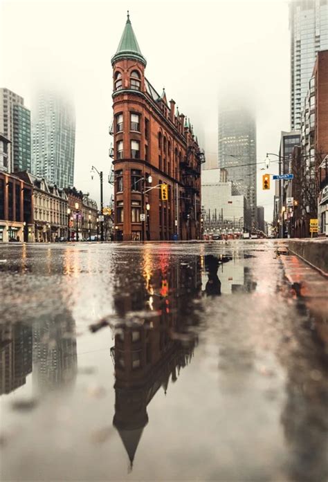 Laeacco Unique City Building After rain Street Scene Photography ...