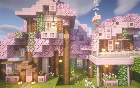 Cherry Blossom Treehouse in Minecraft