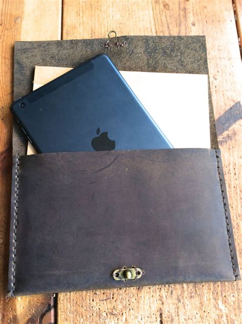 Mini iPad sleeve, Leather iPad case, Mini leather cover, Handmade iPad ...